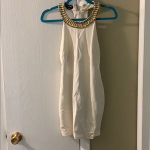 White and gold bebe dress